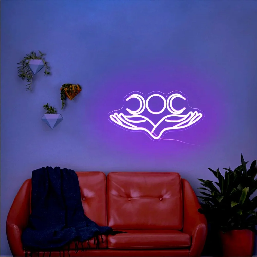 Lunar Empress Purple Neon Tarot Magical Light Astrology Sign Bedroom Wall Decor - Picture 3 of 6